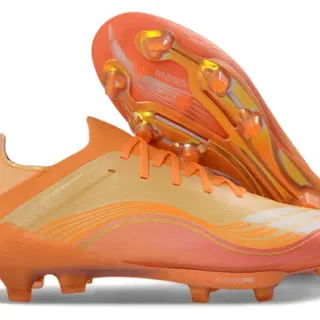 Adidas Orange Gold Low-Cut Synthetic Upper Wave-Patterned Overlay Firm-Ground Soccer Shoes