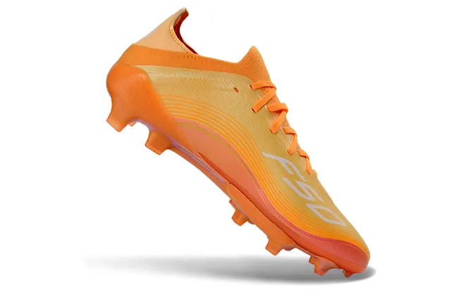 Adidas Orange Gold Low-Cut Synthetic Upper Wave-Patterned Overlay Firm-Ground Soccer Shoes 2