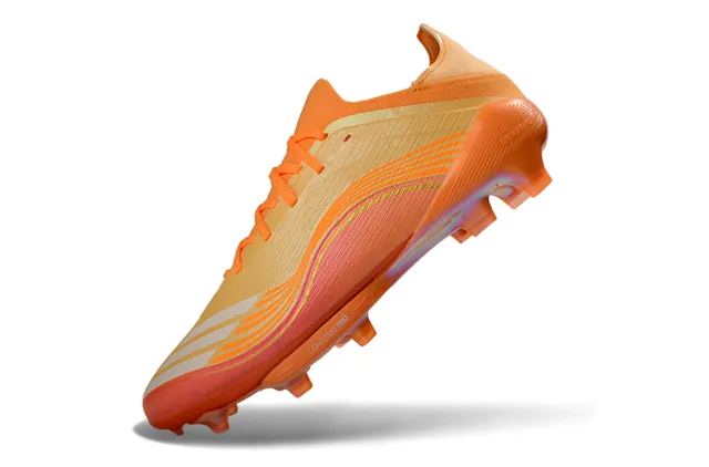 Adidas Orange Gold Low-Cut Synthetic Upper Wave-Patterned Overlay Firm-Ground Soccer Shoes 3