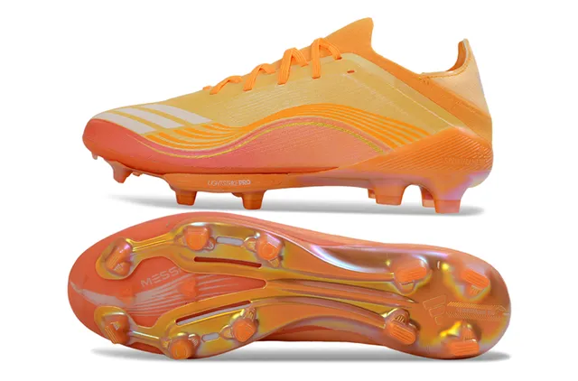Adidas Orange Gold Low-Cut Synthetic Upper Wave-Patterned Overlay Firm-Ground Soccer Shoes 6