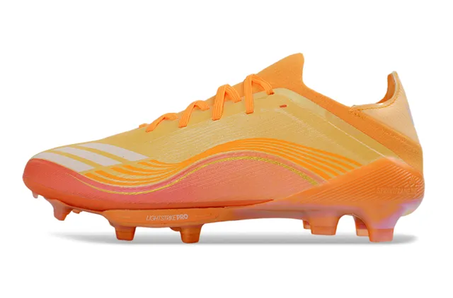 Adidas Orange Gold Low-Cut Synthetic Upper Wave-Patterned Overlay Firm-Ground Soccer Shoes 7