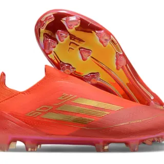 Adidas কমলা স্বর্ণ মোজা ফিট আপার ধাতবিক বিন্দু কঠিন মাটি ফুটবল জুতা