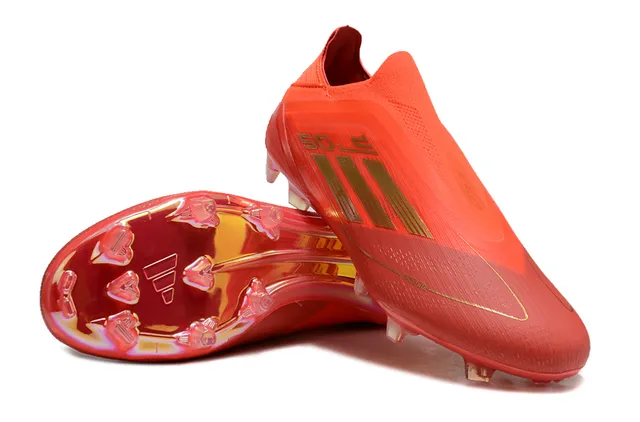 Adidas नारंगी स्वर्ण मोजा फिट अपर धातुय बिंदु कठोर मैदान फुटबॉल जूते 4