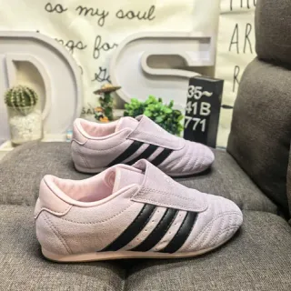 Adidas Pink Black Laceless Slip-On Quilted Vamp Lifestyle Sneakers