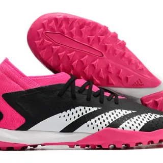 Adidas rosa preto baixo-corte gola ajuste meias cadarços assimétricos jaula grama artificial sapatos de futebol