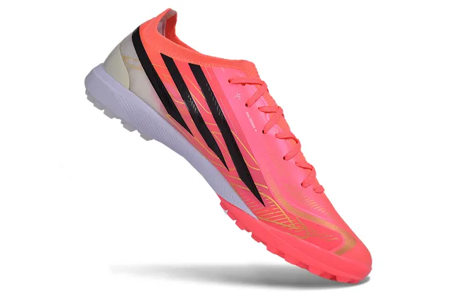 Adidas chaussures de football turf rose noir à talon bas avec empeigne synthétique 2