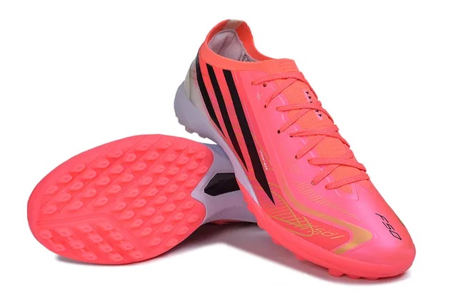 Adidas chaussures de football turf rose noir à talon bas avec empeigne synthétique 4