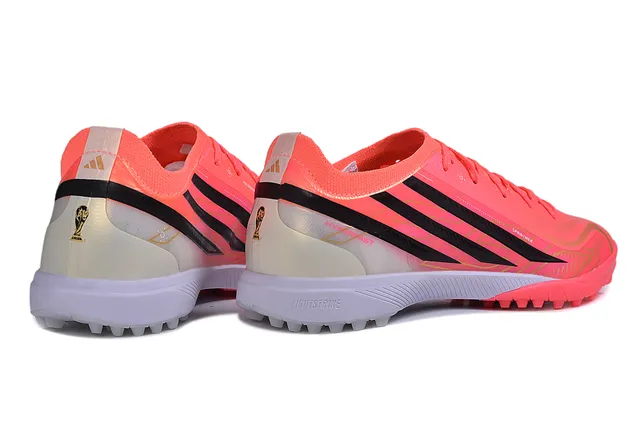 Adidas chaussures de football turf rose noir à talon bas avec empeigne synthétique 5