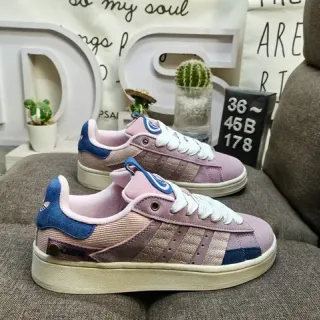 Adidas Pink Blue Low-Top Patchwork Textile Upper Lifestyle Sneakers