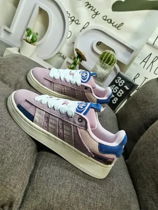 Adidas Pink Blue Low-Top Patchwork Textile Upper Lifestyle Sneakers 7