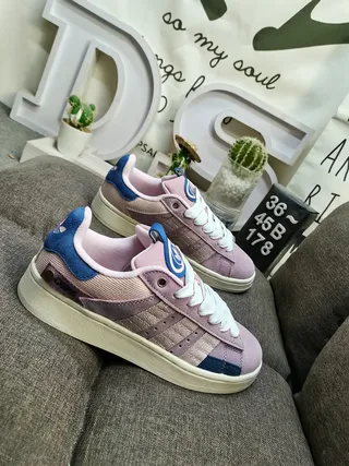 Adidas Pink Blue Low-Top Patchwork Textile Upper Lifestyle Sneakers 9
