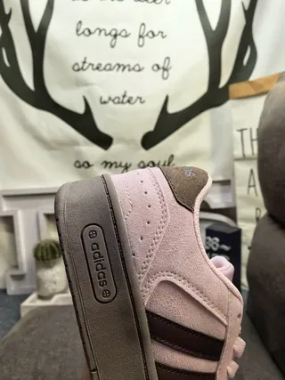 Adidas Pink Brown Low-Top Suede-Textured Upper Lifestyle Sneakers 3