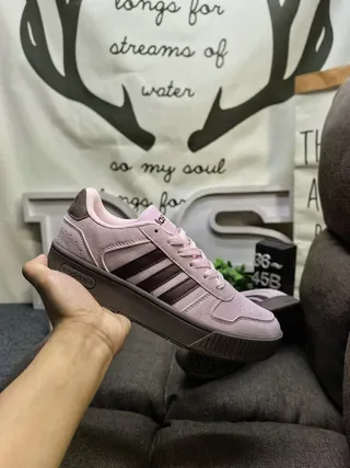 Adidas Pink Brown Low-Top Suede-Textured Upper Lifestyle Sneakers 5