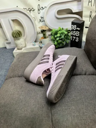 Adidas Pink Brown Low-Top Suede-Textured Upper Lifestyle Sneakers 6