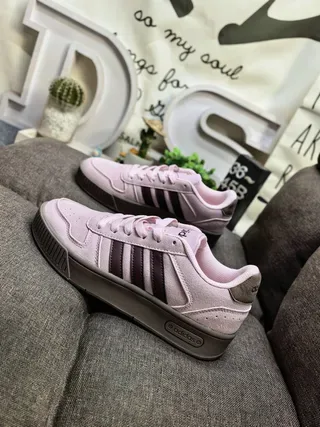Adidas Pink Brown Low-Top Suede-Textured Upper Lifestyle Sneakers 7