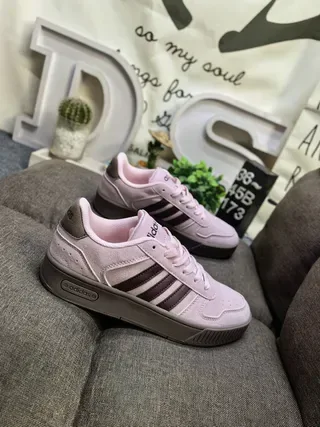 Adidas Pink Brown Low-Top Suede-Textured Upper Lifestyle Sneakers 9