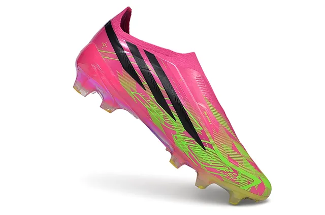 Adidas Pink Green Low-Cut Sock-Fit Upper Iridescent Holographic Overlay Firm-Ground Soccer Shoes 11