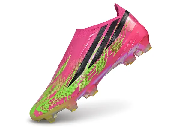 Adidas Pink Green Low-Cut Sock-Fit Upper Iridescent Holographic Overlay Firm-Ground Soccer Shoes 12