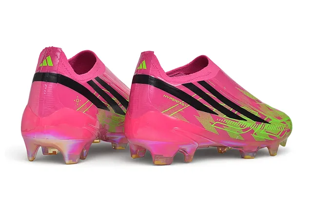 Adidas Pink Green Low-Cut Sock-Fit Upper Iridescent Holographic Overlay Firm-Ground Soccer Shoes 15