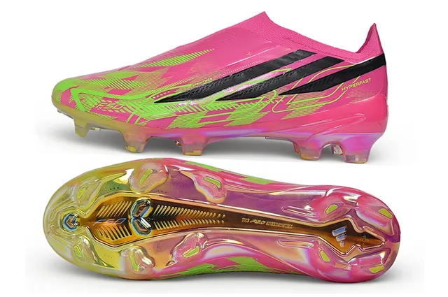 Adidas Pink Green Low-Cut Sock-Fit Upper Iridescent Holographic Overlay Firm-Ground Soccer Shoes 16