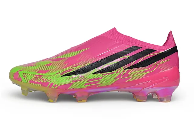 Adidas Pink Green Low-Cut Sock-Fit Upper Iridescent Holographic Overlay Firm-Ground Soccer Shoes 17