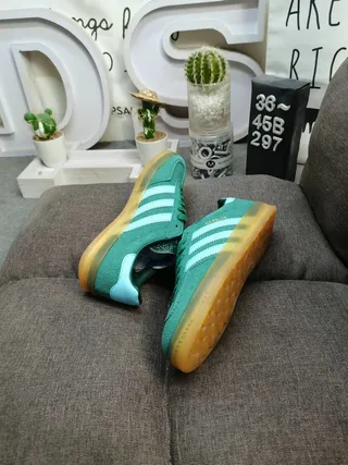 Adidas Pink Green Suede Upper Gum Rubber Sole Lifestyle Sneakers 16