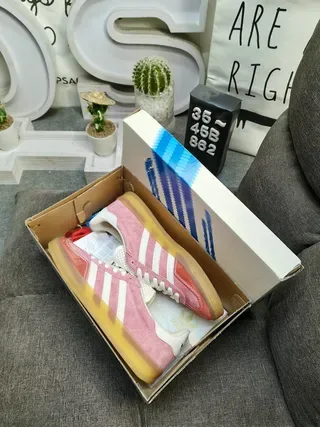 Adidas Pink White Suede Upper Three-Stripe Side Panel Lifestyle Sneakers 3