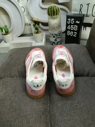 Adidas Pink White Suede Upper Three-Stripe Side Panel Lifestyle Sneakers 8