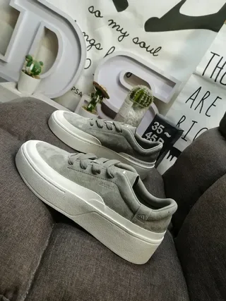 Adidas Platform Suede Gray Lifestyle Sneakers 7