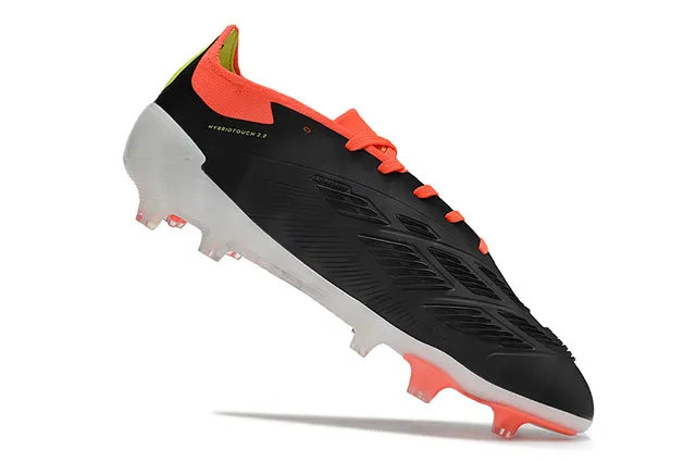 Adidas Predator Black Orange Low-Cut Bootie Collar Asymmetrical Lacing Firm-Ground Soccer Shoes 2