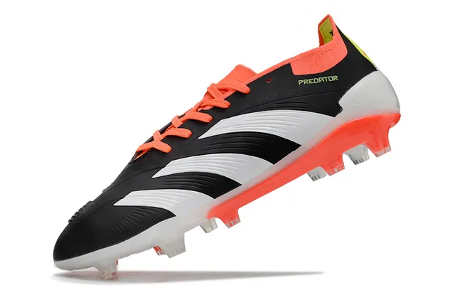 Adidas Predator Black Orange Low-Cut Bootie Collar Asymmetrical Lacing Firm-Ground Soccer Shoes 3