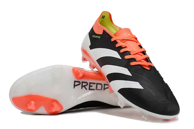 Adidas Predator Black Orange Low-Cut Bootie Collar Asymmetrical Lacing Firm-Ground Soccer Shoes 4
