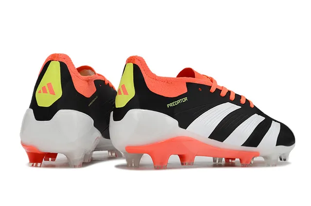 Adidas Predator Black Orange Low-Cut Bootie Collar Asymmetrical Lacing Firm-Ground Soccer Shoes 5