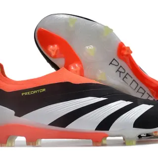 Adidas Predator काला नारंगी मोजे फिट कॉलर तीन पट्टी मिडफुट फर्म ग्राउंड फुटबॉल जूते