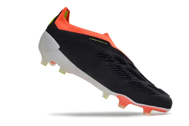 Adidas Predator Noir Orange Collet de Chaussette Trois Rayures Médipied Terrain Firme Chaussures de Football 2