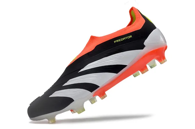 Adidas Predator Noir Orange Collet de Chaussette Trois Rayures Médipied Terrain Firme Chaussures de Football 3