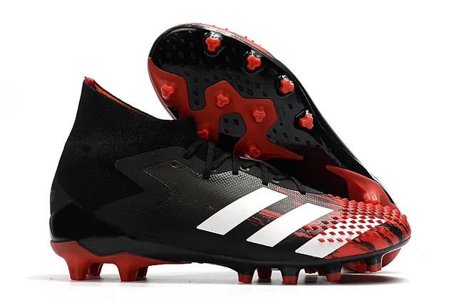 Adidas Predator কালো লাল হাই-কাট সক-ফিট কলার অ্যাসিমেট্রিক লেস কভার ফার্ম-গ্রাউন্ড সকার শোজ 2
