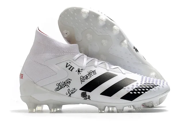 Adidas Predator কালো লাল হাই-কাট সক-ফিট কলার অ্যাসিমেট্রিক লেস কভার ফার্ম-গ্রাউন্ড সকার শোজ 6