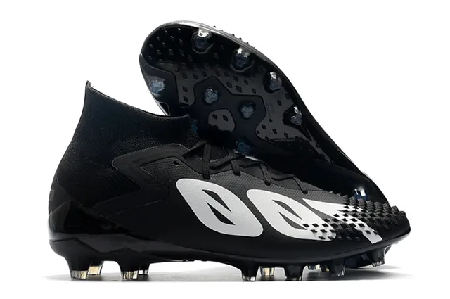 Adidas Predator কালো লাল হাই-কাট সক-ফিট কলার অ্যাসিমেট্রিক লেস কভার ফার্ম-গ্রাউন্ড সকার শোজ 10