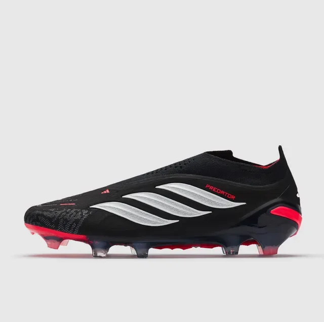 Adidas Predator Noir Rouge Sans Lacets Upper de Tricô Synthétique Texturé Tacón Firm Ground Chaussures de Football 5