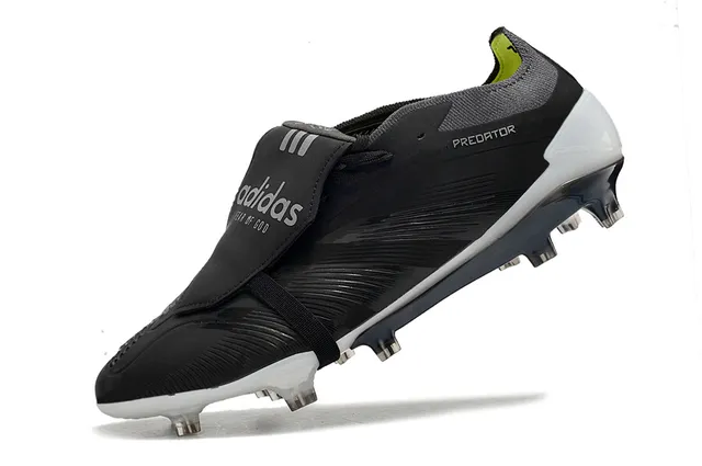 Adidas Predator Negro Blanco Sin Cordones Cierre de Correa Texturizado Puntera Jaula Césped Firme Zapatos de Fútbol 3