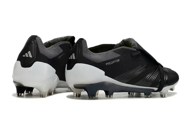 Adidas Predator Negro Blanco Sin Cordones Cierre de Correa Texturizado Puntera Jaula Césped Firme Zapatos de Fútbol 5
