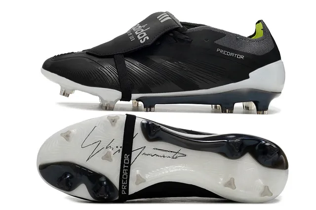 Adidas Predator Negro Blanco Sin Cordones Cierre de Correa Texturizado Puntera Jaula Césped Firme Zapatos de Fútbol 6