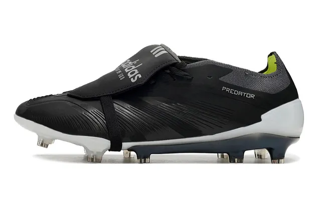 Adidas Predator Negro Blanco Sin Cordones Cierre de Correa Texturizado Puntera Jaula Césped Firme Zapatos de Fútbol 7