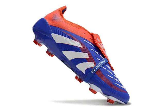 Adidas Predator Blue Red Laceless Strap Closure Synthetic Textured Upper Firm-Ground Soccer Shoes 2