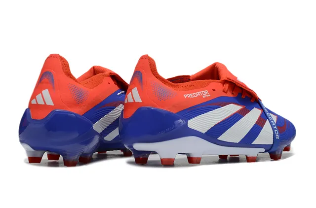 Adidas Predator Blue Red Laceless Strap Closure Synthetic Textured Upper Firm-Ground Soccer Shoes 5