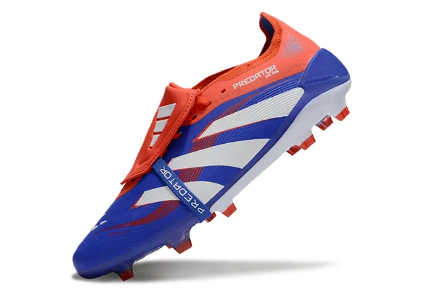 Adidas Predator Blue Red Laceless Strap Closure Synthetic Textured Upper Firm-Ground Soccer Shoes 7