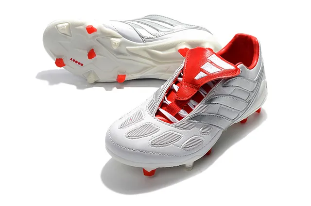 Adidas Predator Boost Blanc Rouge Chaussures de Football pour Terrain Ferme 6