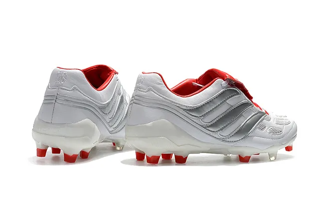 Adidas Predator Boost Blanc Rouge Chaussures de Football pour Terrain Ferme 7