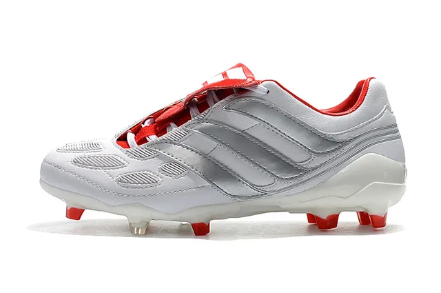 Adidas Predator Boost Blanc Rouge Chaussures de Football pour Terrain Ferme 10